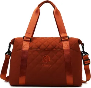 Gym Bag for Women,Sports Travel Duffel Bag, Weekender Overnight Bag with Wet Pocket and Shoes Compartment for Women, Travel,Workout,Gym, Yoga 1108 (Orange)
