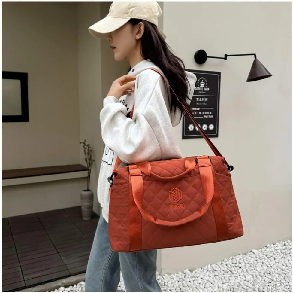 Gym Bag for Women,Sports Travel Duffel Bag, Weekender Overnight Bag with Wet Pocket and Shoes Compartment for Women, Travel,Workout,Gym, Yoga 1108 (Orange)