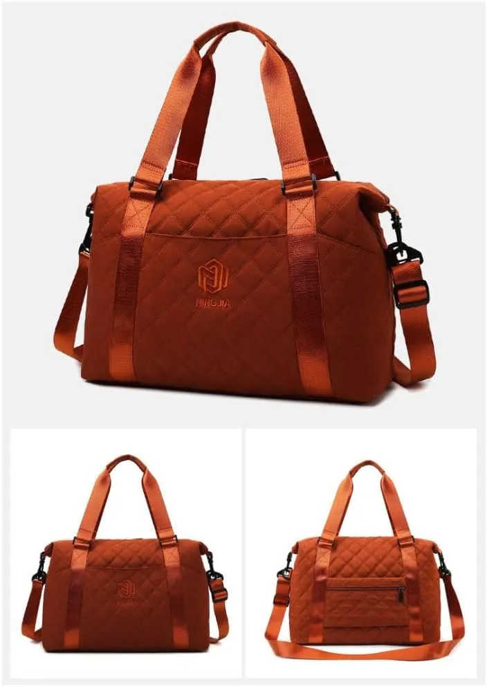 Gym Bag for Women,Sports Travel Duffel Bag, Weekender Overnight Bag with Wet Pocket and Shoes Compartment for Women, Travel,Workout,Gym, Yoga 1108 (Orange)