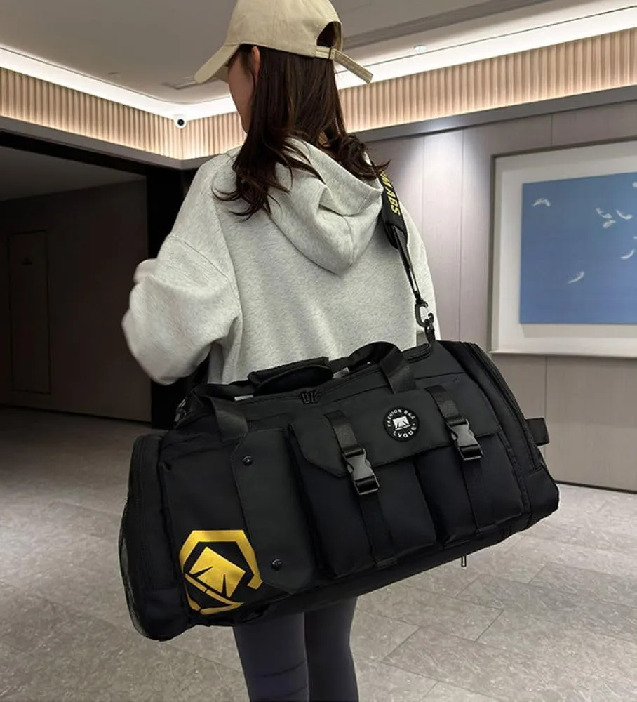 Gym Bag for Women,Sports Travel Duffel Bag, Weekender Overnight Bag with Wet Pocket and Shoes Compartment for Women, Travel,Workout,Gym, Yoga 625 (Black)