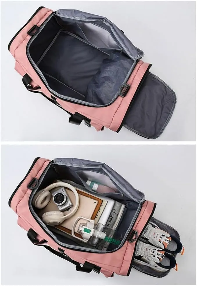 Gym Bag for Women,Sports Travel Duffel Bag, Weekender Overnight Bag with Wet Pocket and Shoes Compartment for Women, Travel,Workout,Gym, Yoga 625 (Gray)