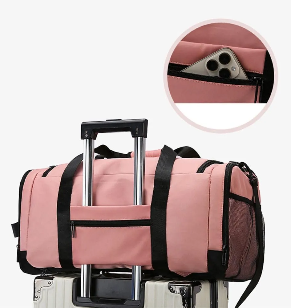 Gym Bag for Women,Sports Travel Duffel Bag, Weekender Overnight Bag with Wet Pocket and Shoes Compartment for Women, Travel,Workout,Gym, Yoga 625 (Pink)