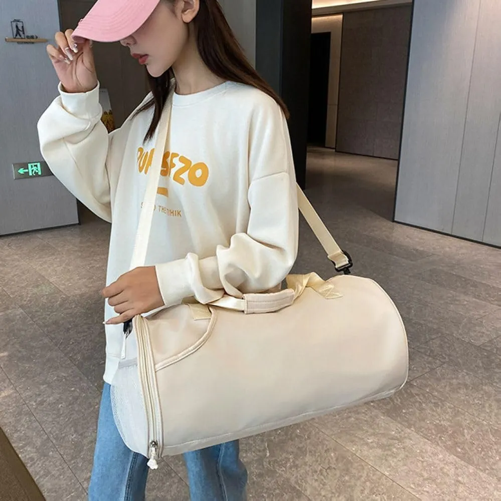 Gym Bag for Women,Sports Travel Duffel Bag, Weekender Overnight Bag with Wet Pocket and Shoes Compartment for Women, Travel,Workout,Gym, Yoga 632 (Beige)