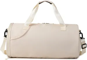 Gym Bag for Women,Sports Travel Duffel Bag, Weekender Overnight Bag with Wet Pocket and Shoes Compartment for Women, Travel,Workout,Gym, Yoga 632 (Beige)
