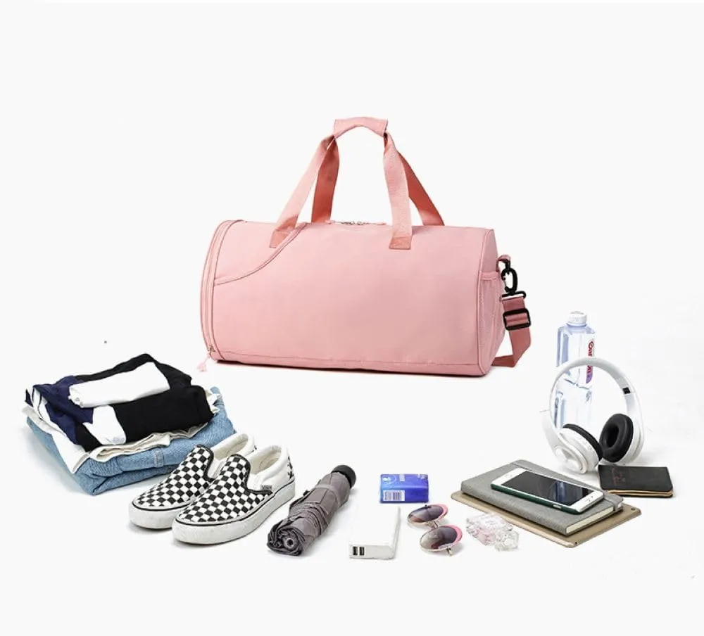 Gym Bag for Women,Sports Travel Duffel Bag, Weekender Overnight Bag with Wet Pocket and Shoes Compartment for Women, Travel,Workout,Gym, Yoga 632 (Pink)
