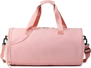 Gym Bag for Women,Sports Travel Duffel Bag, Weekender Overnight Bag with Wet Pocket and Shoes Compartment for Women, Travel,Workout,Gym, Yoga 632 (Pink)
