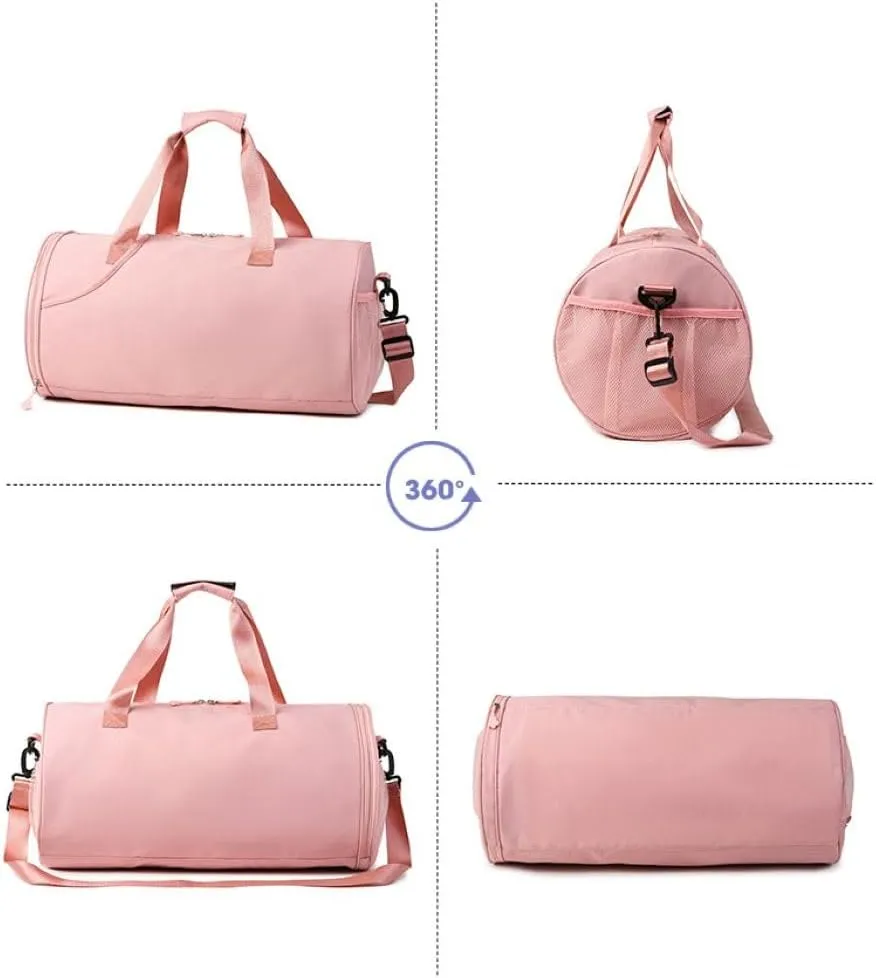 Gym Bag for Women,Sports Travel Duffel Bag, Weekender Overnight Bag with Wet Pocket and Shoes Compartment for Women, Travel,Workout,Gym, Yoga 632 (Pink)