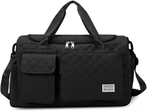 Gym Bag for Women,Sports Travel Duffel Bag, Weekender Overnight Bag with Wet Pocket and Shoes Compartment for Women, Travel,Workout,Gym, Yoga 766 (Black)