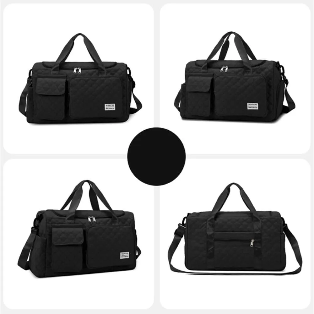 Gym Bag for Women,Sports Travel Duffel Bag, Weekender Overnight Bag with Wet Pocket and Shoes Compartment for Women, Travel,Workout,Gym, Yoga 766 (Black)