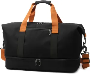 Gym Bag for Women,Sports Travel Duffel Bag, Weekender Overnight Bag with Wet Pocket and Shoes Compartment for Women, Travel,Workout,Gym, Yoga 8100 (Black)