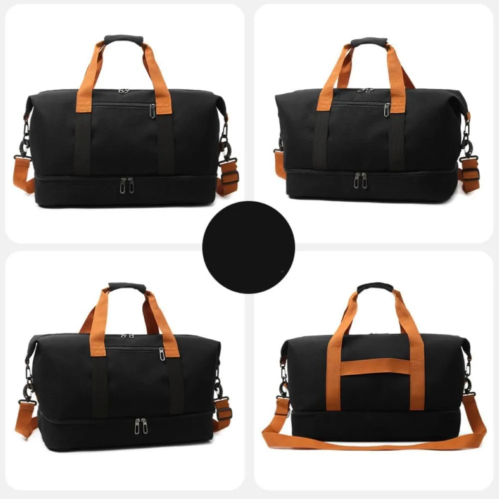 Gym Bag for Women,Sports Travel Duffel Bag, Weekender Overnight Bag with Wet Pocket and Shoes Compartment for Women, Travel,Workout,Gym, Yoga 8100 (Black)