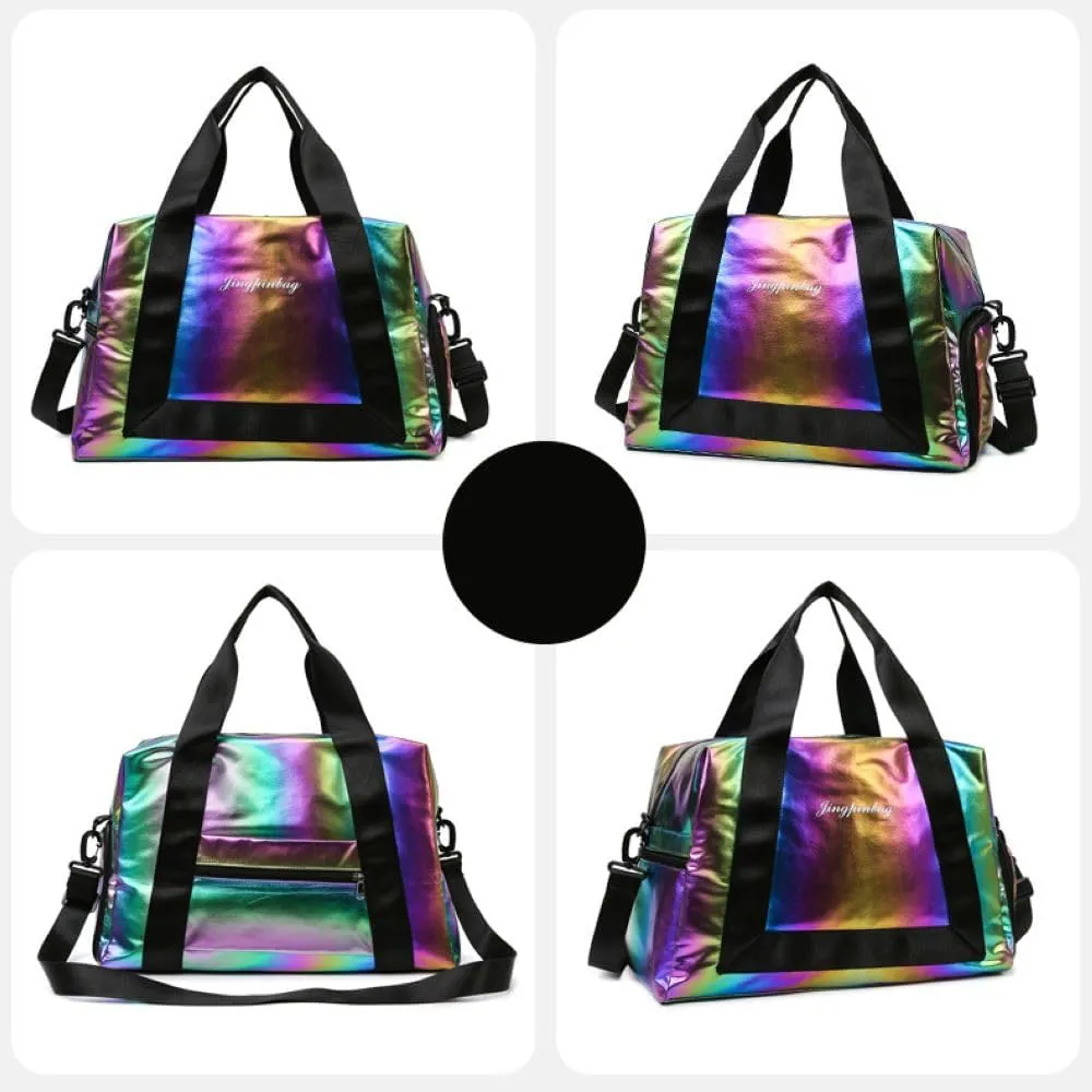 Gym Bag for Women,Sports Travel Duffel Bag, Weekender Overnight Bag with Wet Pocket and Shoes Compartment for Women, Travel,Workout,Gym, Yoga 913 (Black)