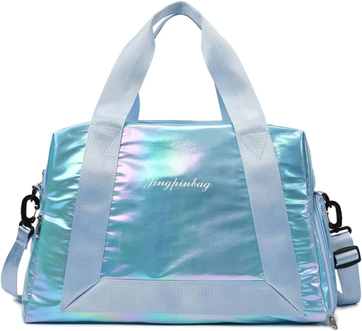 Gym Bag for Women,Sports Travel Duffel Bag, Weekender Overnight Bag with Wet Pocket and Shoes Compartment for Women, Travel,Workout,Gym, Yoga 913 (Blue)