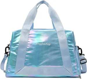 Gym Bag for Women,Sports Travel Duffel Bag, Weekender Overnight Bag with Wet Pocket and Shoes Compartment for Women, Travel,Workout,Gym, Yoga 913 (Blue)