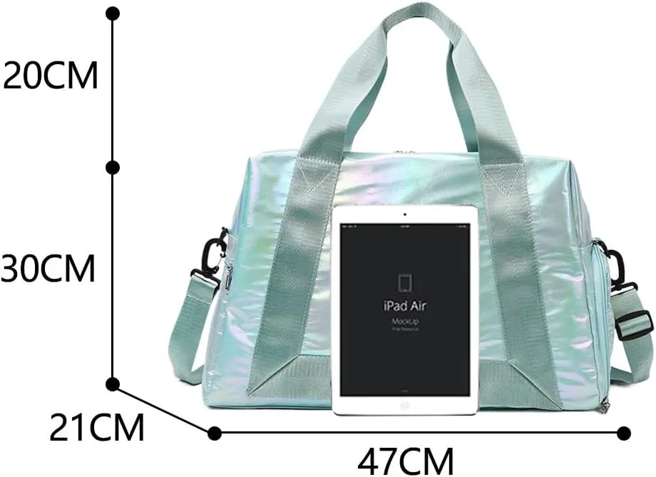 Gym Bag for Women,Sports Travel Duffel Bag, Weekender Overnight Bag with Wet Pocket and Shoes Compartment for Women, Travel,Workout,Gym, Yoga 913 (Green)