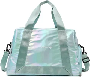 Gym Bag for Women,Sports Travel Duffel Bag, Weekender Overnight Bag with Wet Pocket and Shoes Compartment for Women, Travel,Workout,Gym, Yoga 913 (Green)