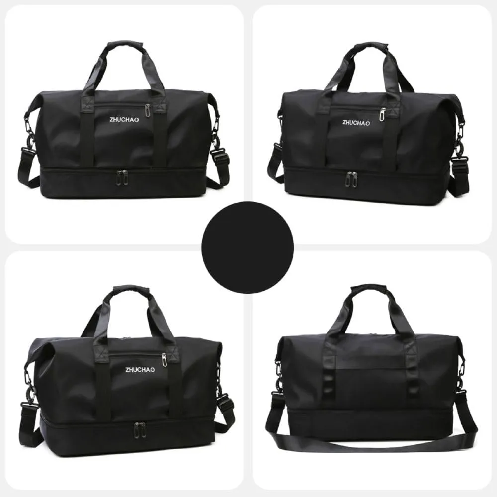 Gym Bag for Women,Sports Travel Duffel Bag, Weekender Overnight Bag with Wet Pocket and Shoes Compartment for Women, Travel,Workout,Gym, Yoga 915 (Black)