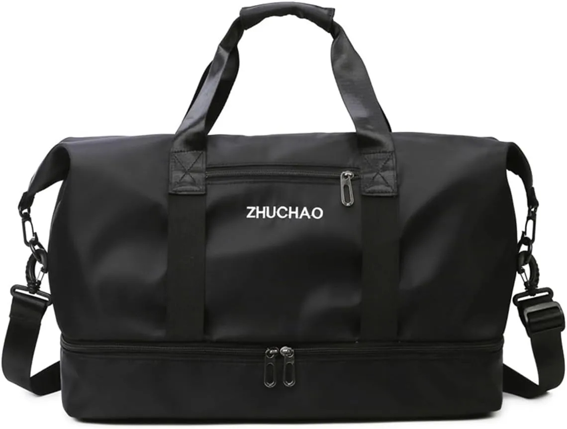 Gym Bag for Women,Sports Travel Duffel Bag, Weekender Overnight Bag with Wet Pocket and Shoes Compartment for Women, Travel,Workout,Gym, Yoga 915 (Black)
