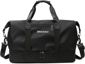 Gym Bag for Women,Sports Travel Duffel Bag, Weekender Overnight Bag with Wet Pocket and Shoes Compartment for Women, Travel,Workout,Gym, Yoga 915 (Black)