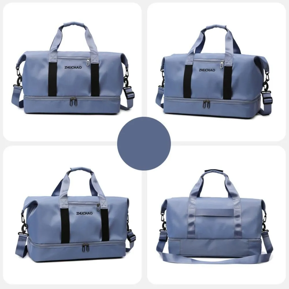 Gym Bag for Women,Sports Travel Duffel Bag, Weekender Overnight Bag with Wet Pocket and Shoes Compartment for Women, Travel,Workout,Gym, Yoga 915 (Blue)