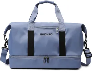 Gym Bag for Women,Sports Travel Duffel Bag, Weekender Overnight Bag with Wet Pocket and Shoes Compartment for Women, Travel,Workout,Gym, Yoga 915 (Blue)
