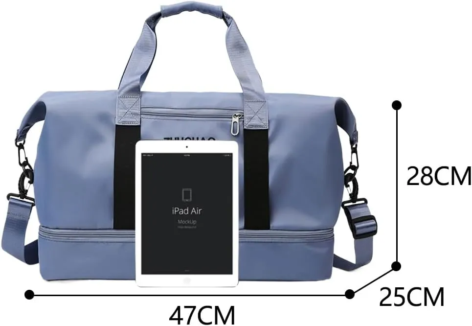 Gym Bag for Women,Sports Travel Duffel Bag, Weekender Overnight Bag with Wet Pocket and Shoes Compartment for Women, Travel,Workout,Gym, Yoga 915 (Blue)