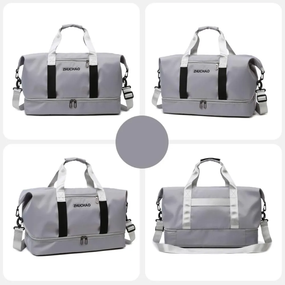 Gym Bag for Women,Sports Travel Duffel Bag, Weekender Overnight Bag with Wet Pocket and Shoes Compartment for Women, Travel,Workout,Gym, Yoga 915 (Gray)