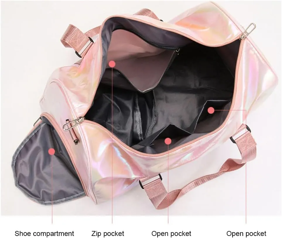 Gym Bag for Women,Sports Travel Duffel Bag, Weekender Overnight Bag with Wet Pocket and Shoes Compartment for Women, Travel,Workout,Gym, Yoga G10 (Black)