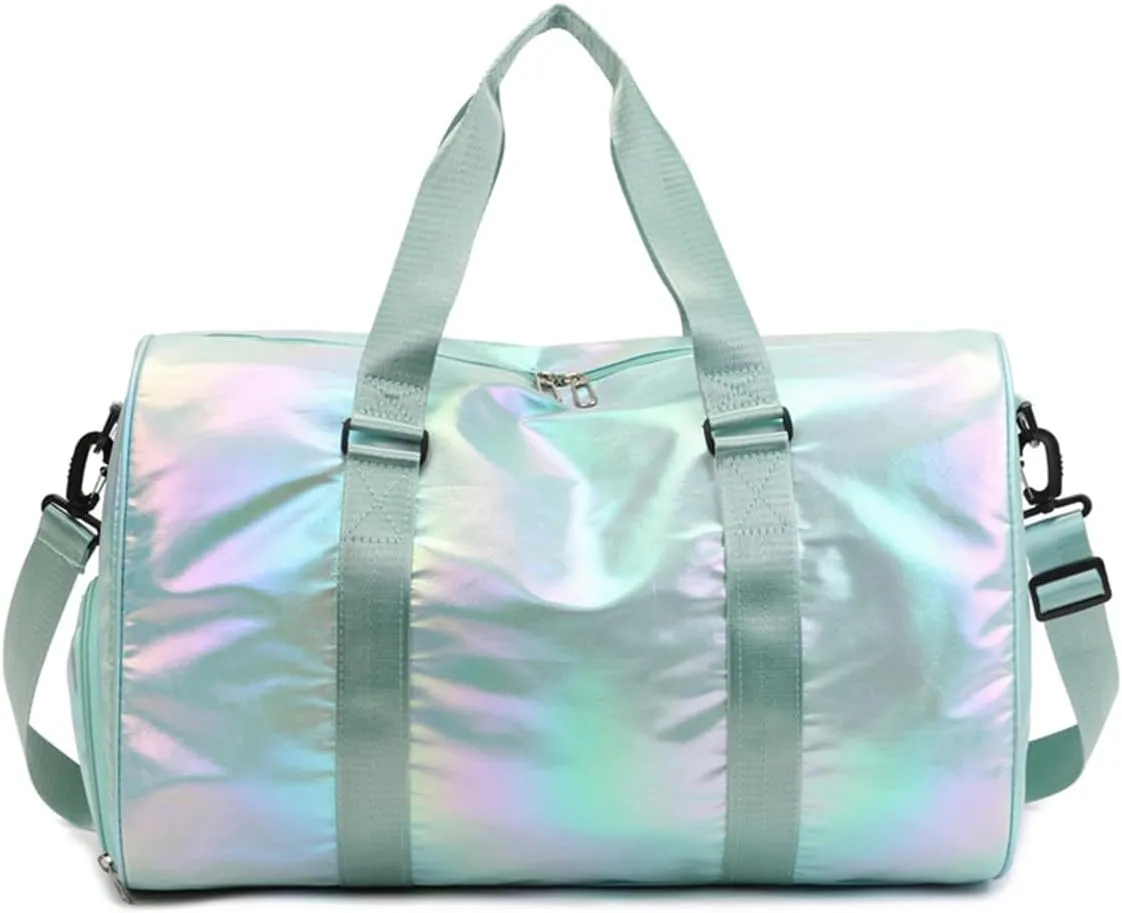 Gym Bag for Women,Sports Travel Duffel Bag, Weekender Overnight Bag with Wet Pocket and Shoes Compartment for Women, Travel,Workout,Gym, Yoga G10 (Green)