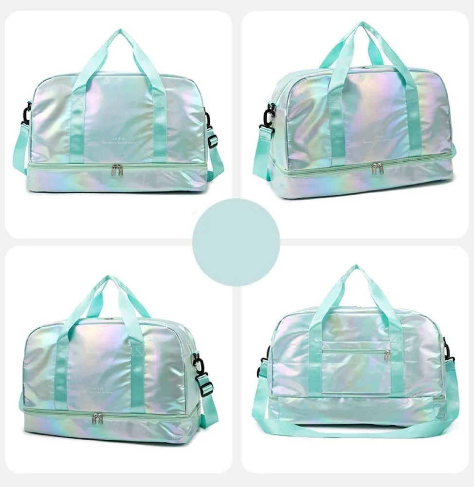 Gym Bag for Women,Sports Travel Duffel Bag, Weekender Overnight Bag with Wet Pocket and Shoes Compartment for Women, Travel,Workout,Gym, Yoga G17 (Green)
