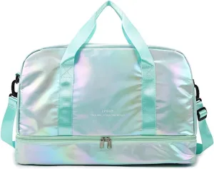 Gym Bag for Women,Sports Travel Duffel Bag, Weekender Overnight Bag with Wet Pocket and Shoes Compartment for Women, Travel,Workout,Gym, Yoga G17 (Green)