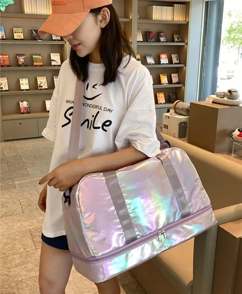 Gym Bag for Women,Sports Travel Duffel Bag, Weekender Overnight Bag with Wet Pocket and Shoes Compartment for Women, Travel,Workout,Gym, Yoga G17 (Purple)