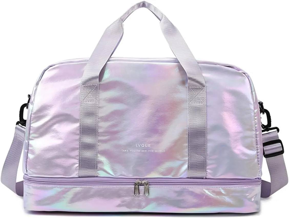 Gym Bag for Women,Sports Travel Duffel Bag, Weekender Overnight Bag with Wet Pocket and Shoes Compartment for Women, Travel,Workout,Gym, Yoga G17 (Purple)