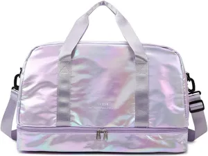 Gym Bag for Women,Sports Travel Duffel Bag, Weekender Overnight Bag with Wet Pocket and Shoes Compartment for Women, Travel,Workout,Gym, Yoga G17 (Purple)
