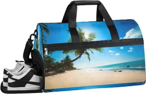 Hawaii Beach Sports Gym Bag with Wet Pocket & Shoes Compartment Waterproof Workout Duffel Bag for Women and Men Weekender Overnight Duffle Bag Travel Carry-on Tote