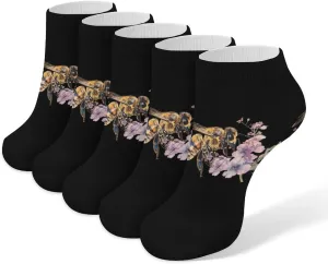 Honey Bee and Flowers 5 Pairs Low Cut Ankle Socks for Men Women Athletic Running Socks No Show Breathable