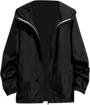 Hooded Sunscreen Jacket for Women Men Unisex Long Sleeve Protective Outdoor Casual Versatile Convenient Sport Coat Black
