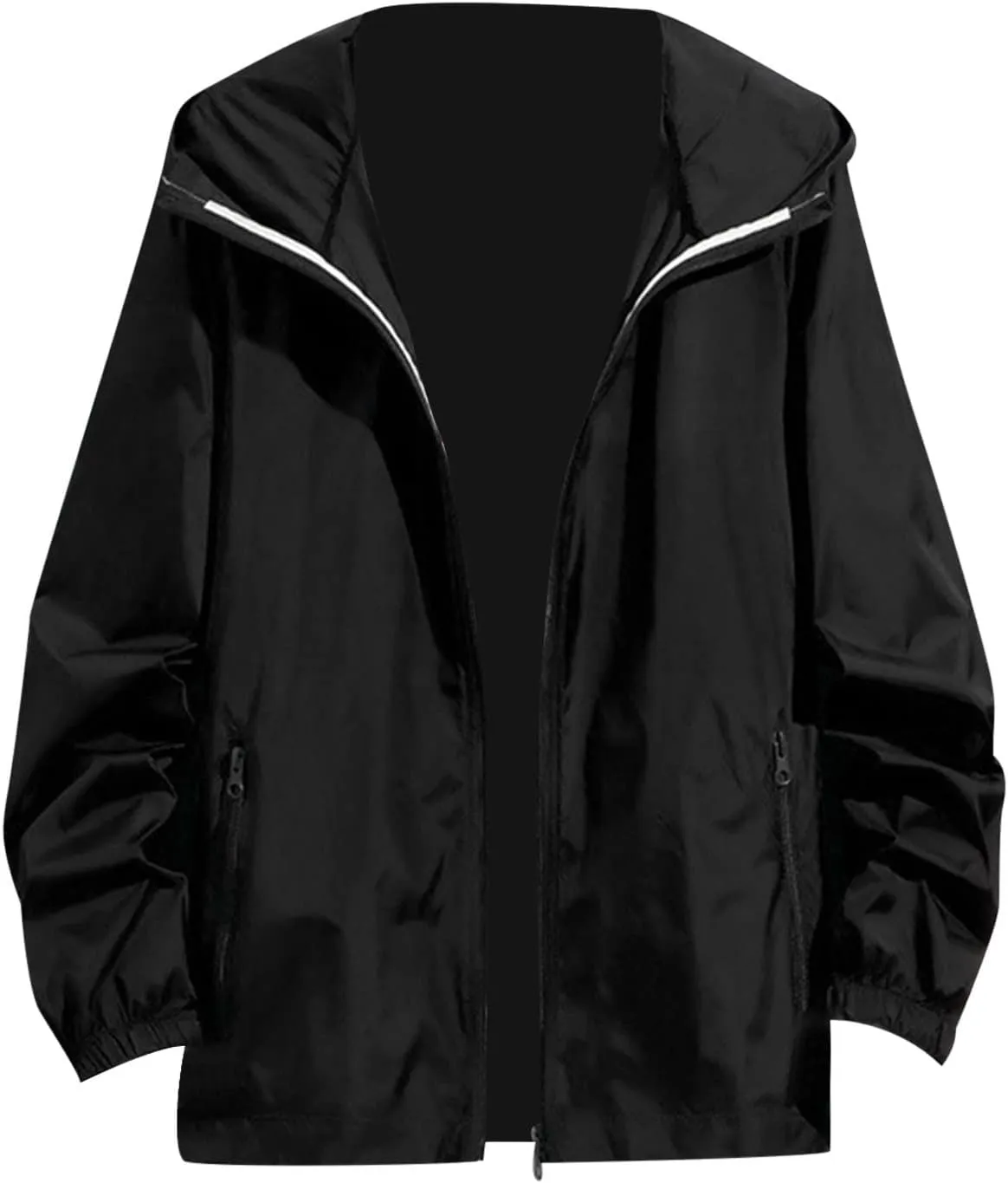Hooded Sunscreen Jacket for Women Men Unisex Long Sleeve Protective Outdoor Casual Versatile Convenient Sport Coat Black