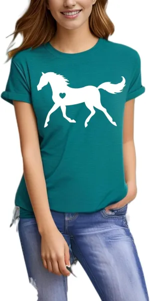 Horse Shirts for Women Horse Riding Tee Shirt Animal Lover Gift Western Country Summer Casual Graphic Tees Tops