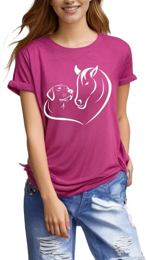 Horse Shirts for Women Horse Riding Tee Shirt Animal Lover Gift Western Country Summer Casual Graphic Tees Tops