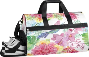 Hummingbird Sports Gym Bag with Wet Pocket & Shoes Compartment Waterproof Workout Duffel Bag for Women and Men Weekender Overnight Duffle Bag Travel Carry-on Tote