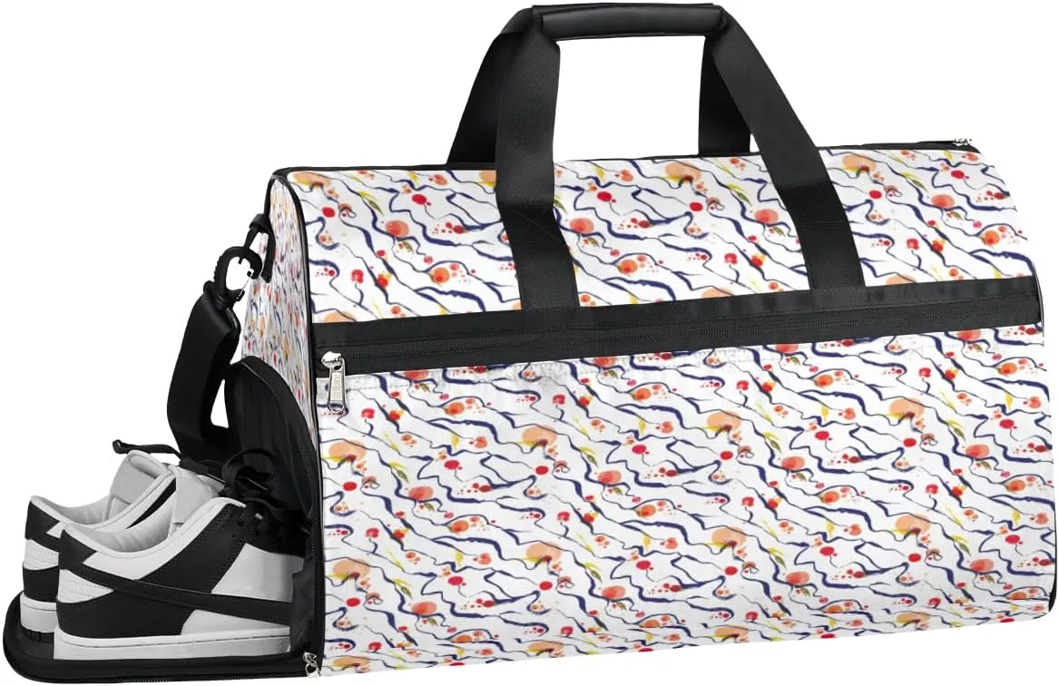 Ink Paint Abstract Sports Gym Bag for Women and Men Travel Duffel Bag Overnight Shoulder Bag Waterproof Workout Bag Portable Sports Tote with Shoes Compartment
