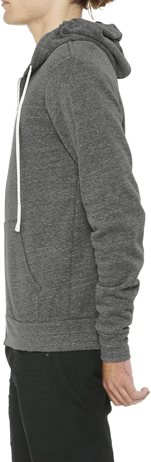JustBlanks Mens Rib Knit Tri Blend Full Zip Long-Sleeve Hooded Sweatshirt Drawstring with Pocket Casual Hoodie for Men