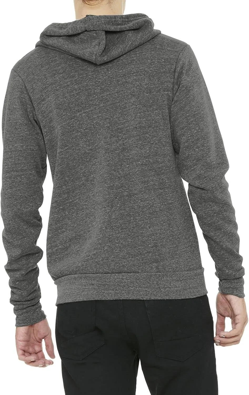 JustBlanks Mens Rib Knit Tri Blend Full Zip Long-Sleeve Hooded Sweatshirt Drawstring with Pocket Casual Hoodie for Men