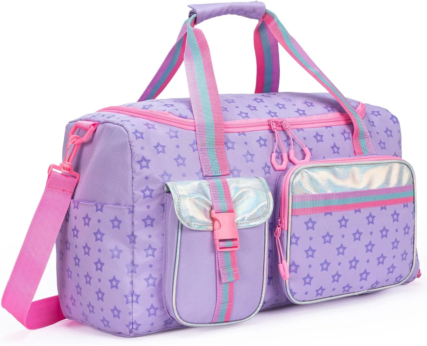 Kids Duffle Bag Girls Women Gifts Travel Overnight Bag for Girls Women Tote Sleepover Bags for Girl Gym Dance Bags with Shoes Compartment Purple