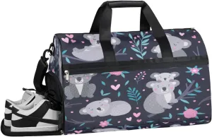 Koala Flowers Trees Sports Gym Bag for Women Men Travel Duffel Bag with Wet Pocket & Shoes Compartment Waterproof Weekender Overnight Tote Carry on Bag Lightweight