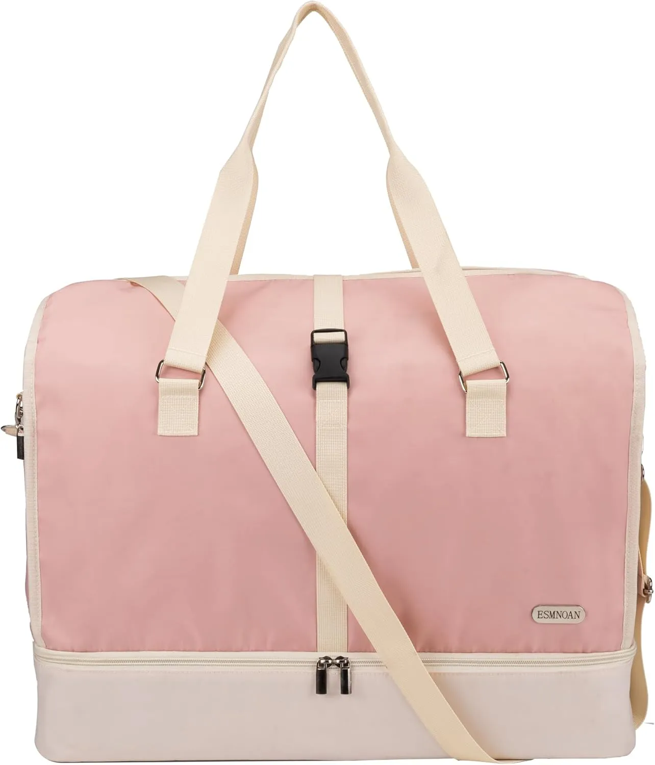 Large Duffle Bag for Travel with Shoes Compartment & Wet Pocket, Large Duffle Bag for Travel for Airplane Travel, Trip, Gym, Labor and Delivery, Pink A