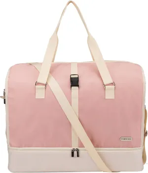 Large Duffle Bag for Travel with Shoes Compartment & Wet Pocket, Large Duffle Bag for Travel for Airplane Travel, Trip, Gym, Labor and Delivery, Pink A