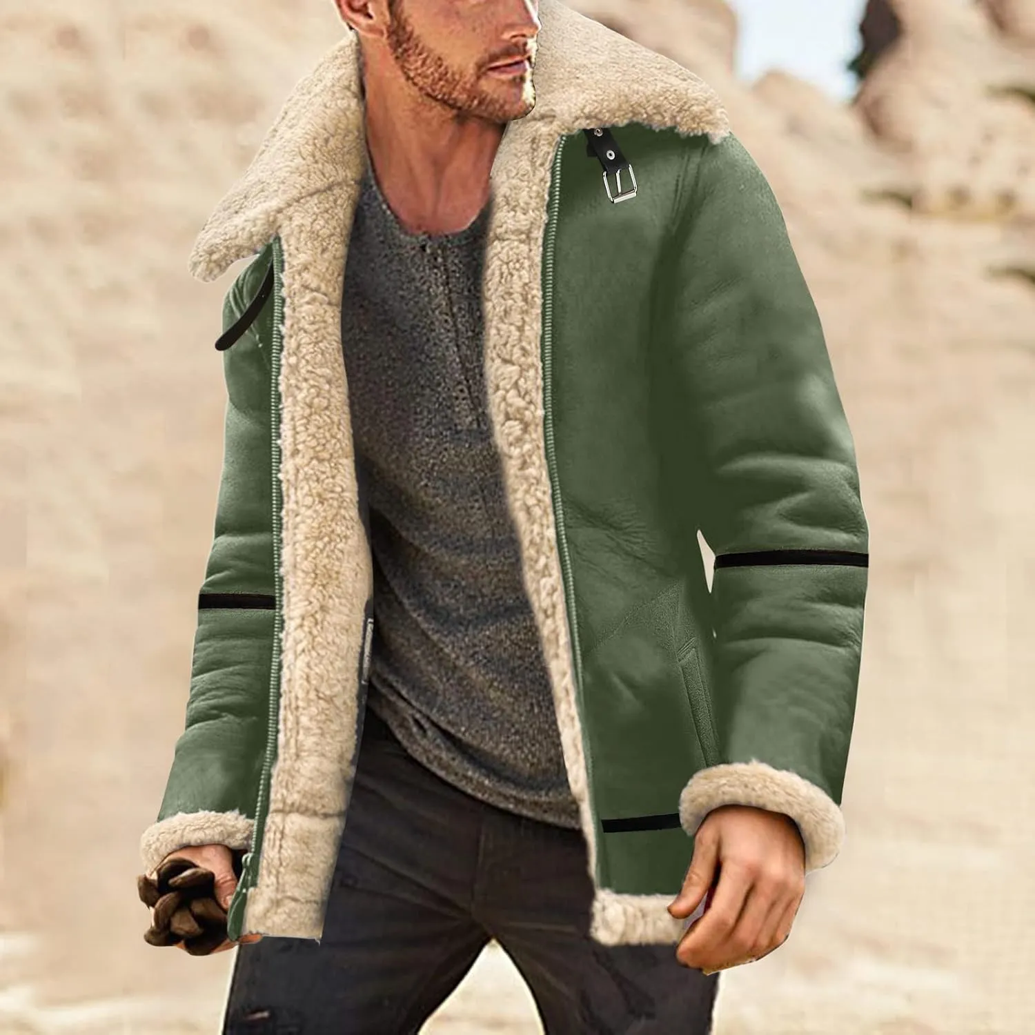 LCMTWX Coats for Men Cottonpadded Jacket Stand Collar Knitted Splice Sweater Coat Casual Cardigan Stylish Outwear Men's