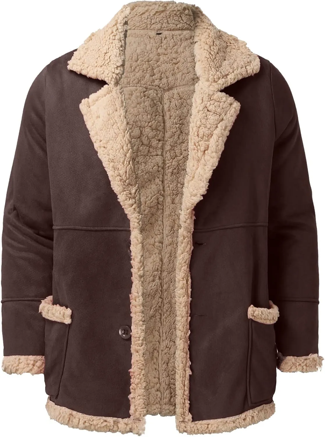 LCMTWX Mens Puffer Jackets Coat Button Solid Color Jacket Leather Windbreaker Long Sleeve Men's Winter Thickened Warm